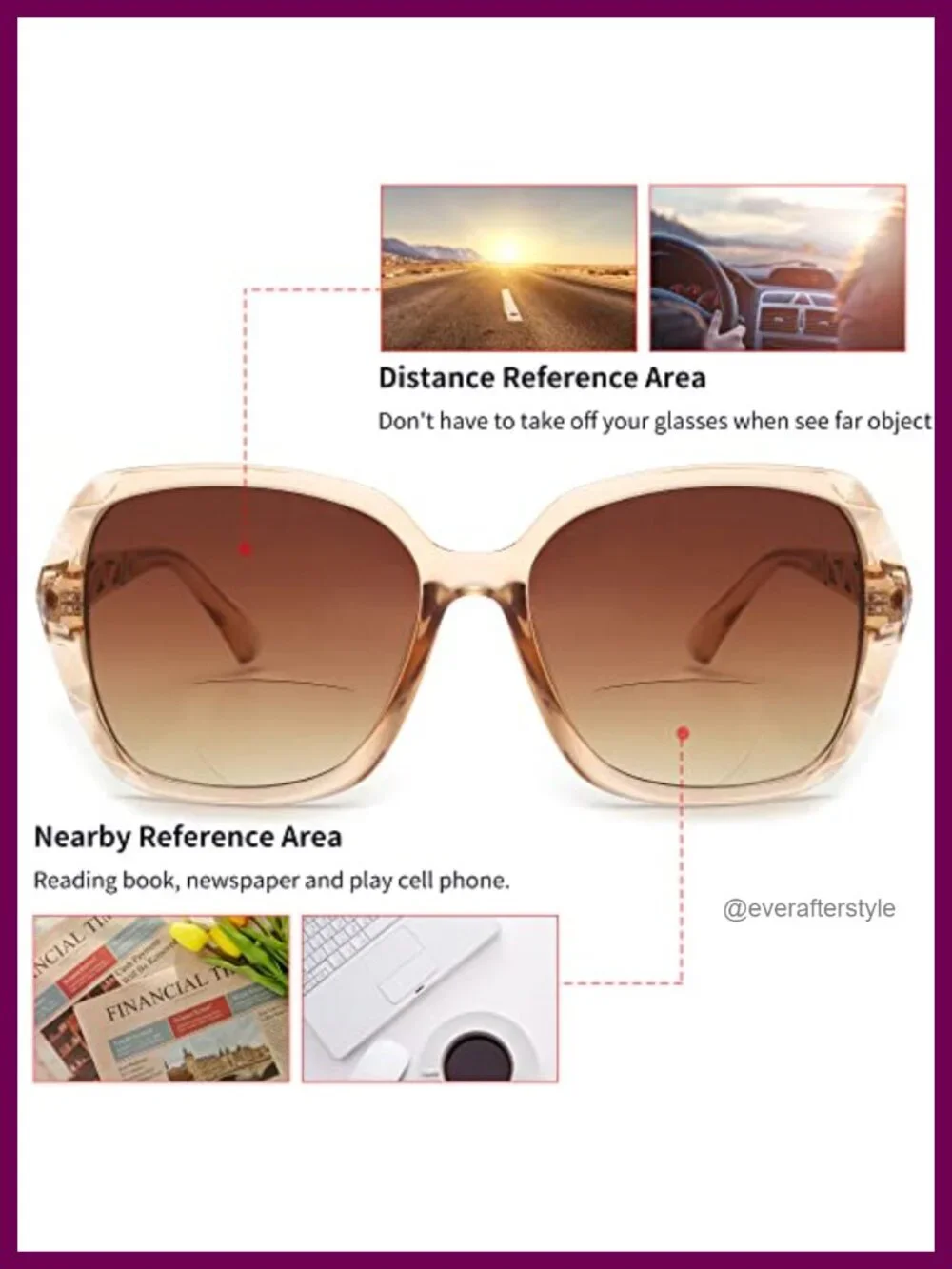Bifocal Reading Sunglasses Women Oversized Square Readers UV400 Protection
